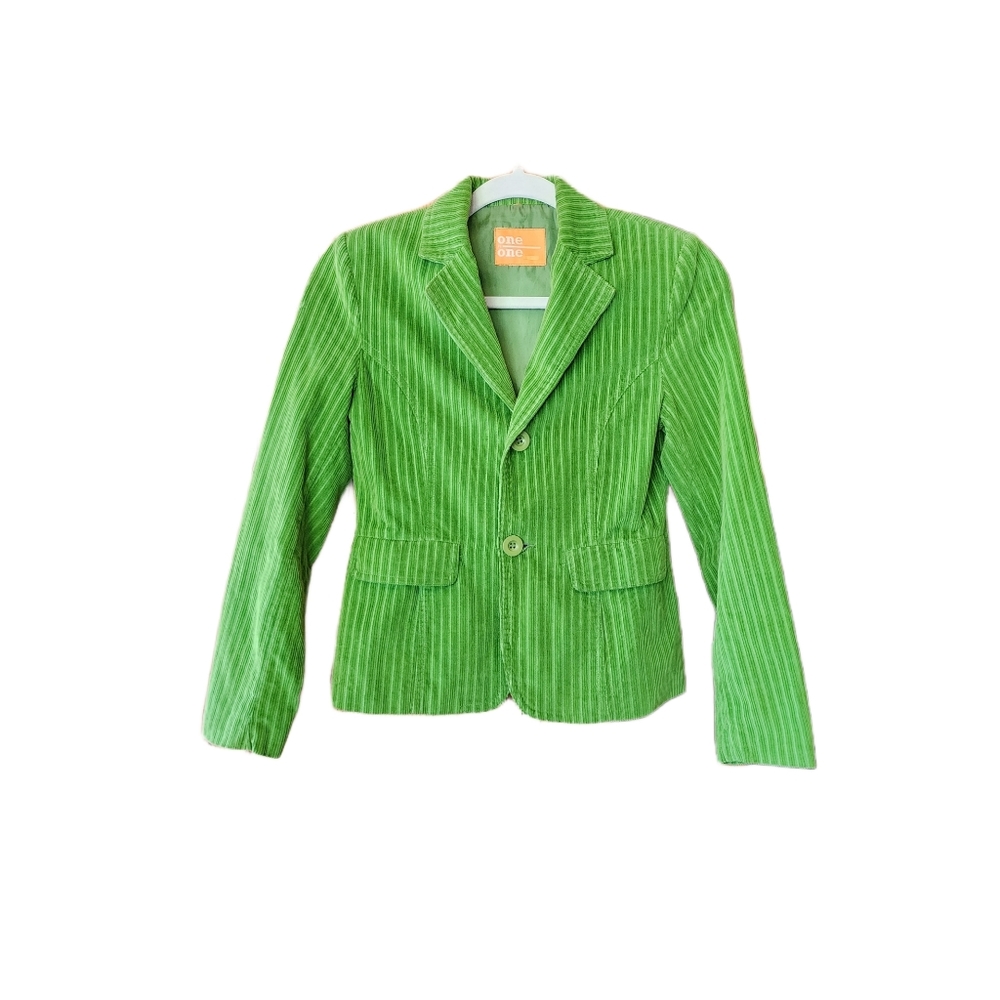 Vintage Y2k Grass Green Corduroy Blazer Size S